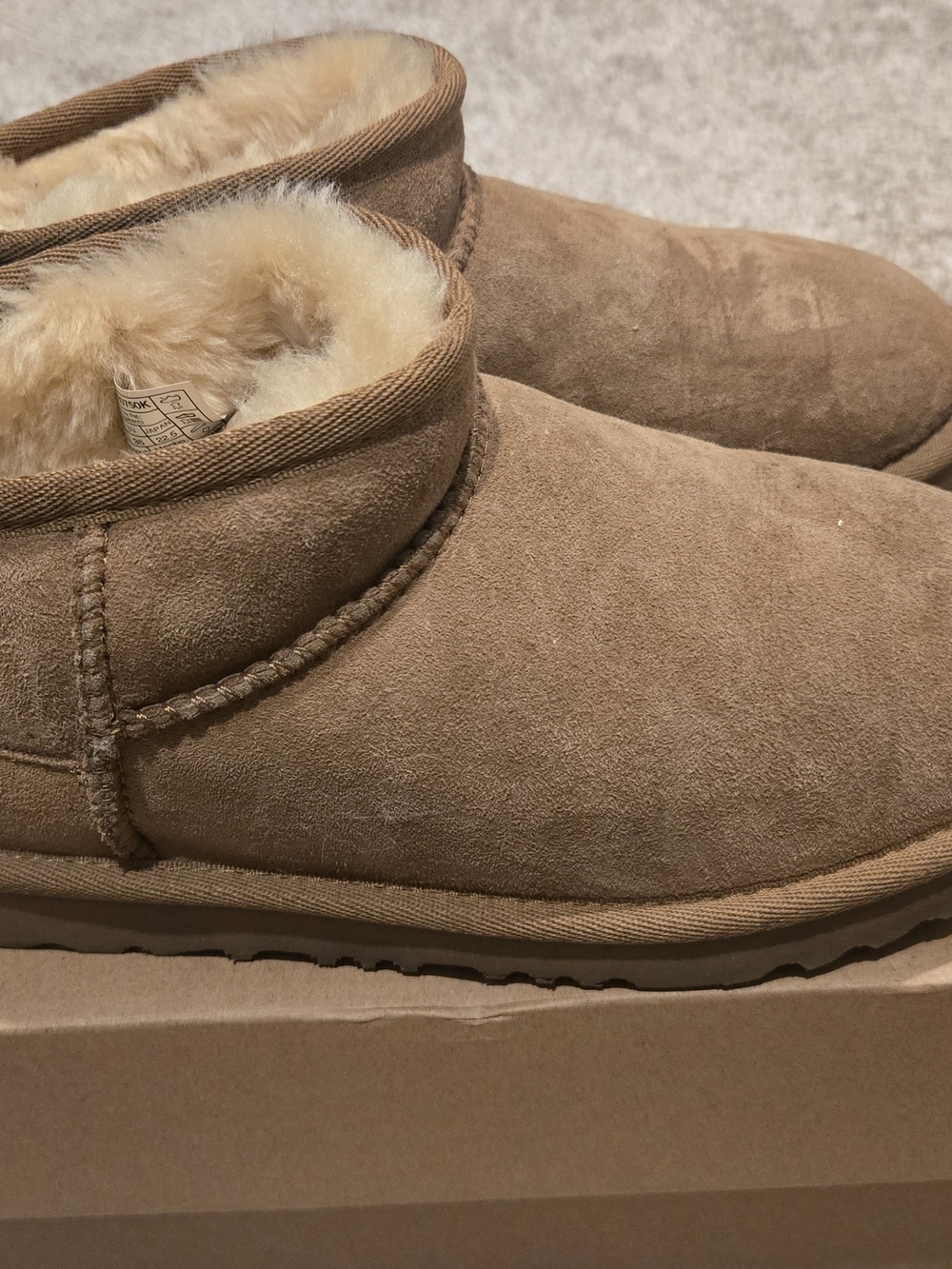UGG Classic Ultra Mini Chestnut Suede Sheepskin Slip-On Boots Womens 5